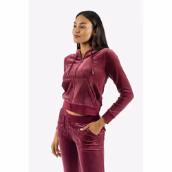 Juicy Couture Robertson Classic Jacket Polyester Women's Red Hooded Sweatshirt - Red, L