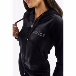 Juicy Couture Regal Madison Polyester Women's Black Hooded Sweatshirt - Black, M