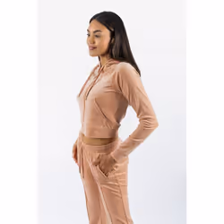 Juicy Couture Classic Velour Hoodie With Juicy Logo Polyester Women's Beige Hooded Sweatshirt - Not Specified, M