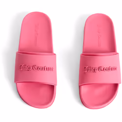 ) Juicy Couture Embossed PVC Women's Pink Glow Slides - Pink, 5 (Adults'