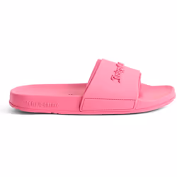) Juicy Couture Embossed PVC Women's Pink Glow Slides - Pink, 5 (Adults'