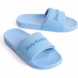) Juicy Couture Embossed PVC Women's Dusk Blue Slides - Blue, 5 (Adults'