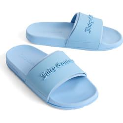) Juicy Couture Embossed PVC Women's Dusk Blue Slides - Blue, 5 (Adults'