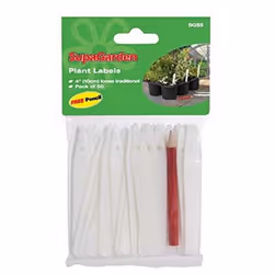 Ambassador Plant Plastic Labels & Pencil (Pack Of 50) - 4in, White