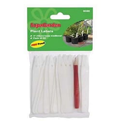 Ambassador Plant Plastic Labels & Pencil (Pack Of 50) - 4in, White