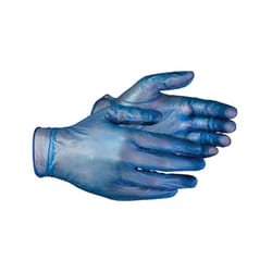 Aurelia Delight Blue PD Blue Powdered Vinyl Gloves (Pack Of 100) - M, Blue
