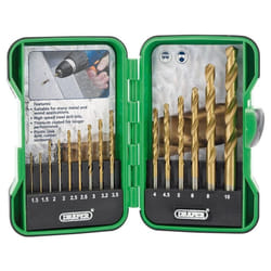 Draper Titanium Nitride Coated HSS Drill Bit Set (15 Piece)
