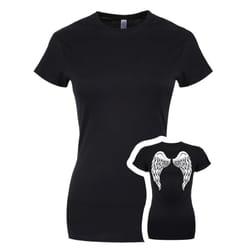 Grindstore Womens/Ladies Angel Wings T-Shirt - L, Black