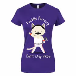 Grindstore Womens/Ladies Freddie Purrcury T-Shirt - L, Purple