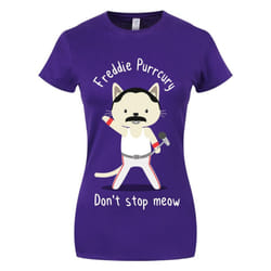 Grindstore Womens/Ladies Freddie Purrcury T-Shirt - L, Purple