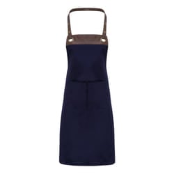 Premier Espresso Bib Apron - One Size, Navy/Brown