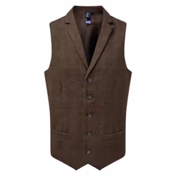 Premier Mens Herringbone Waistcoat - 2XL, Brown Check