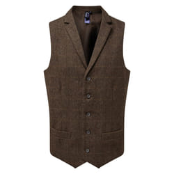 Premier Mens Herringbone Waistcoat - 2XL, Brown Check