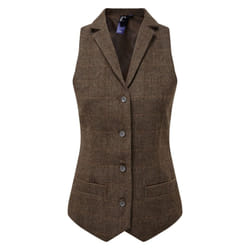 Premier Womens/Ladies Herringbone Waistcoat - 2XL, Brown Check