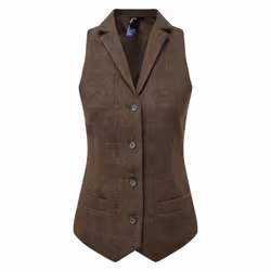 Premier Womens/Ladies Herringbone Waistcoat - M, Brown Check