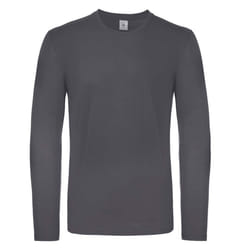 B&C Mens #E150 Long Sleeve T-Shirt - S, Dark Grey