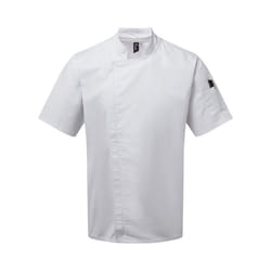 Premier Unisex Chefs Zip-Close Short Sleeve Jacket - 2XL, White