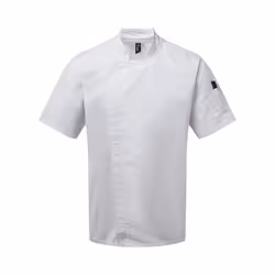 Premier Unisex Chefs Zip-Close Short Sleeve Jacket - XS, White