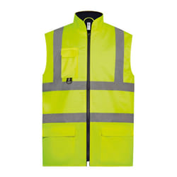 Yoko Adults Unisex Hi-Vis Padded Bodywarmer - 3XL, Yellow