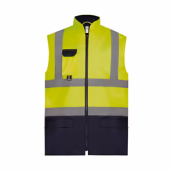 Yoko Adults Unisex Hi-Vis Padded Bodywarmer - 2XL, Yellow/Navy