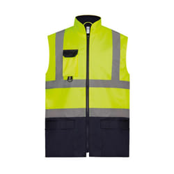 Yoko Adults Unisex Hi-Vis Padded Bodywarmer - L, Yellow/Navy