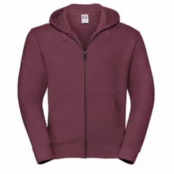 Russell Mens Authentic Full Zip Hooded Sweatshirt / Hoodie - M, Burgundy