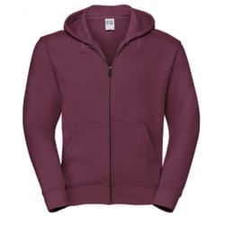 Russell Mens Authentic Full Zip Hooded Sweatshirt / Hoodie - M, Burgundy
