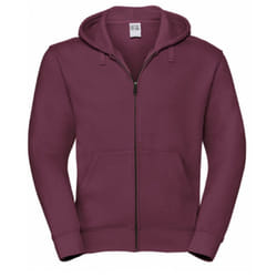 Russell Mens Authentic Full Zip Hooded Sweatshirt / Hoodie - 3XL, Burgundy