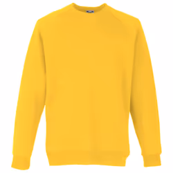 Fruit Of The Loom Childrens Unisex Raglan Sleeve Sweatshirt - 12-13, Sunflower