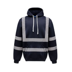 Yoko Mens Hi Vis Reflective Hoodie - S, Navy Blue