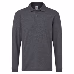 Fruit Of The Loom Childrens Long Sleeve 65/35 Pique Polo / Childrens Polo Shirts - 3-4, Heather Grey