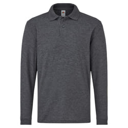 Fruit Of The Loom Childrens Long Sleeve 65/35 Pique Polo / Childrens Polo Shirts - 3-4, Heather Grey