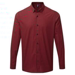 Premier Mens Maxton Check Long Sleeve Shirt - 3XL, Black/Red