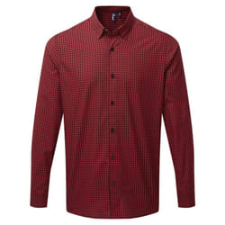 Premier Mens Maxton Check Long Sleeve Shirt - 2XL, Black/Red