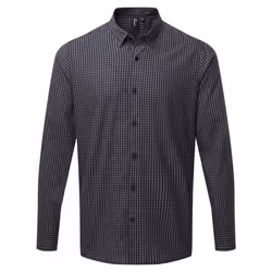 Premier Mens Maxton Check Long Sleeve Shirt - 3XL, Steel/Black