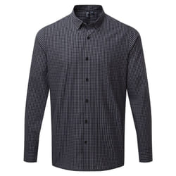 Premier Mens Maxton Check Long Sleeve Shirt - XL, Steel/Black