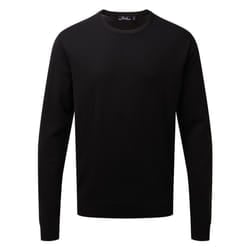 Premier Adults Unisex Cotton Rich Crew Neck Sweater - L, Black