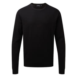 Premier Adults Unisex Cotton Rich Crew Neck Sweater - XS, Black