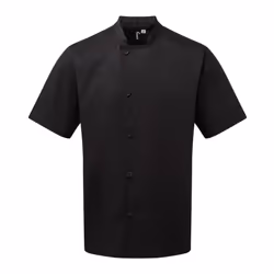 Premier Adults Unisex Essential Short Sleeve Chefs Jacket - XL, Black