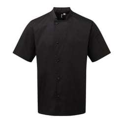 Premier Adults Unisex Essential Short Sleeve Chefs Jacket - 2XL, Black