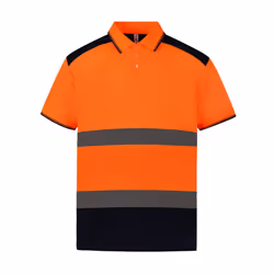 Yoko Adults Unisex Two Tone Short Sleeve Polo Shirt - 3XL, Orange/Navy
