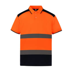 Yoko Adults Unisex Two Tone Short Sleeve Polo Shirt - XXL, Orange/Navy