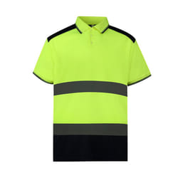Yoko Adults Unisex Two Tone Short Sleeve Polo Shirt - 3XL, Yellow/Navy