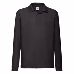 Fruit Of The Loom Childrens/Kids Long Sleeve Pique Polo Shirt - 12-13 Years, Black