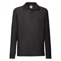 Fruit Of The Loom Childrens/Kids Long Sleeve Pique Polo Shirt - 12-13 Years, Black