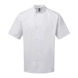 Premier Adults Unisex Essential Short Sleeve Chefs Jacket - L, White