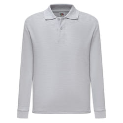 Fruit Of The Loom Childrens/Kids Long Sleeve Pique Polo Shirt - 12-13 Years, Heather Grey