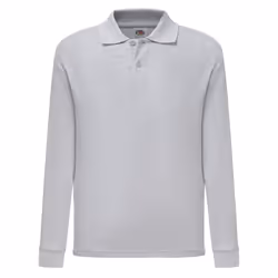 Fruit Of The Loom Childrens/Kids Long Sleeve Pique Polo Shirt - 9-11 Years, Heather Grey