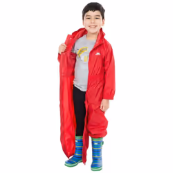 Trespass Childrens/Kids Button Rain Suit - 2-3 Years, Red