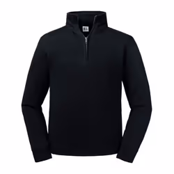 Russell Mens Authentic Zip Neck Sweatshirt - XS, Black